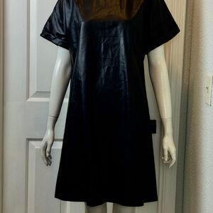 LOVE • KUZA Gothic Elegant Black Faux Leather Dress Size Medium F15